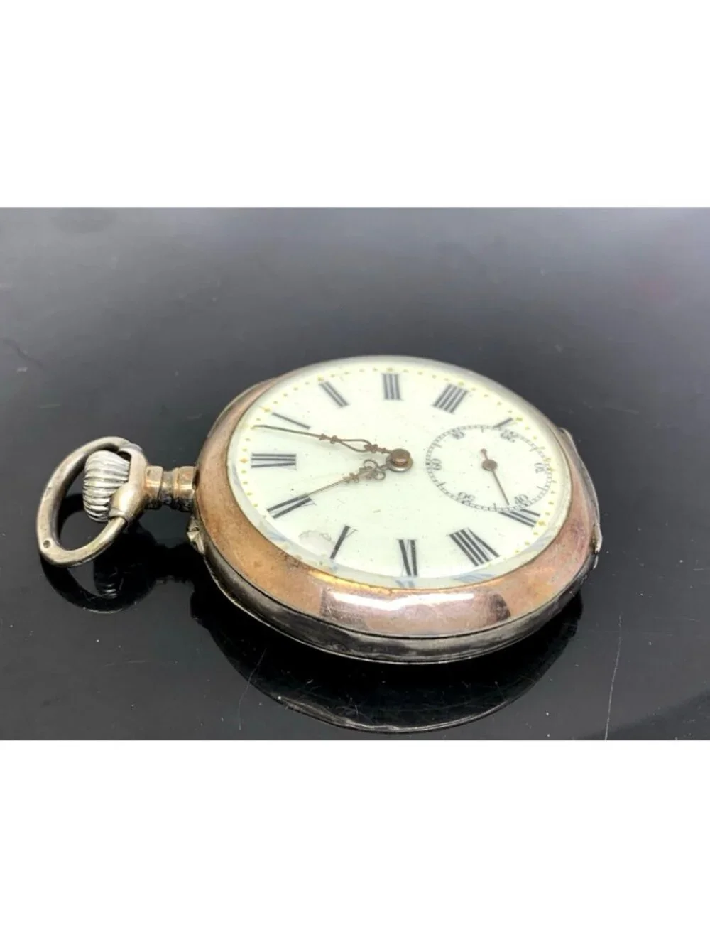 Antique Pocket Watch German Reichskrone Imperial Crown .800 Silver Case 50mm